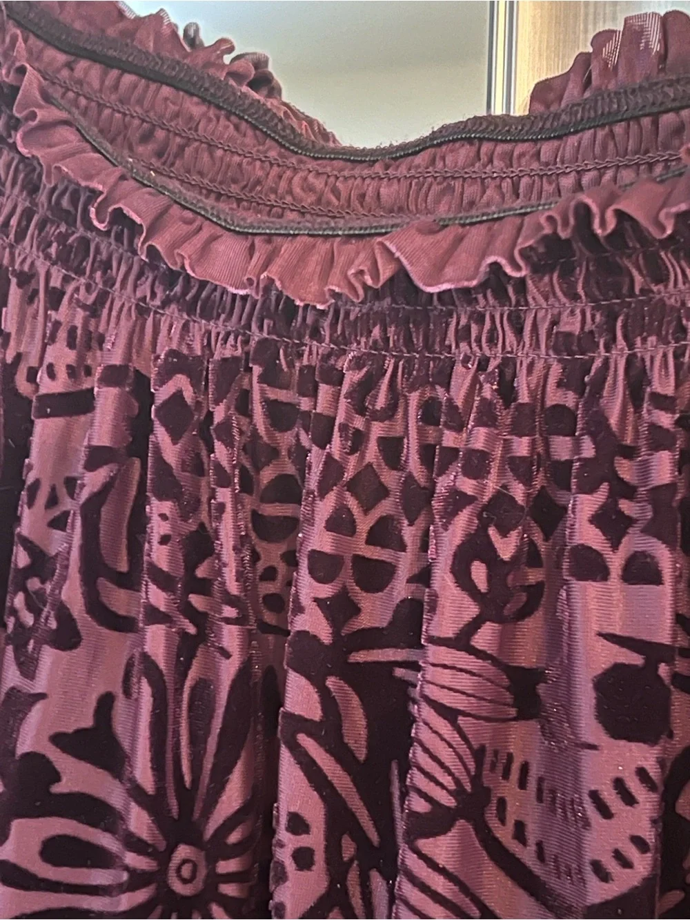 We The Free Off-Shoulder Velvet Floral Top - Plum